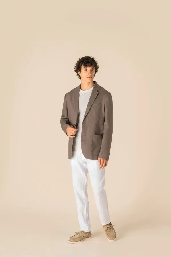 Blazer délavé en lin homme porté — vue 1