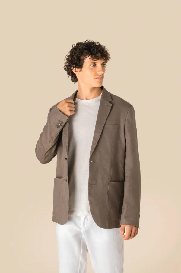 Blazer délavé en lin homme porté — vue 2