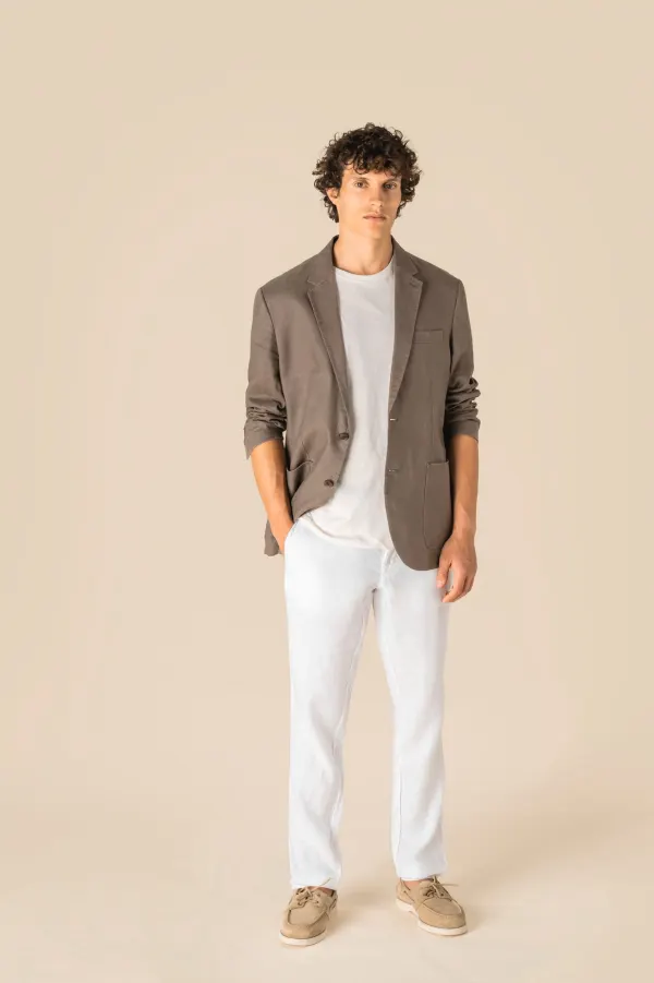 Blazer délavé en lin homme porté — vue 3