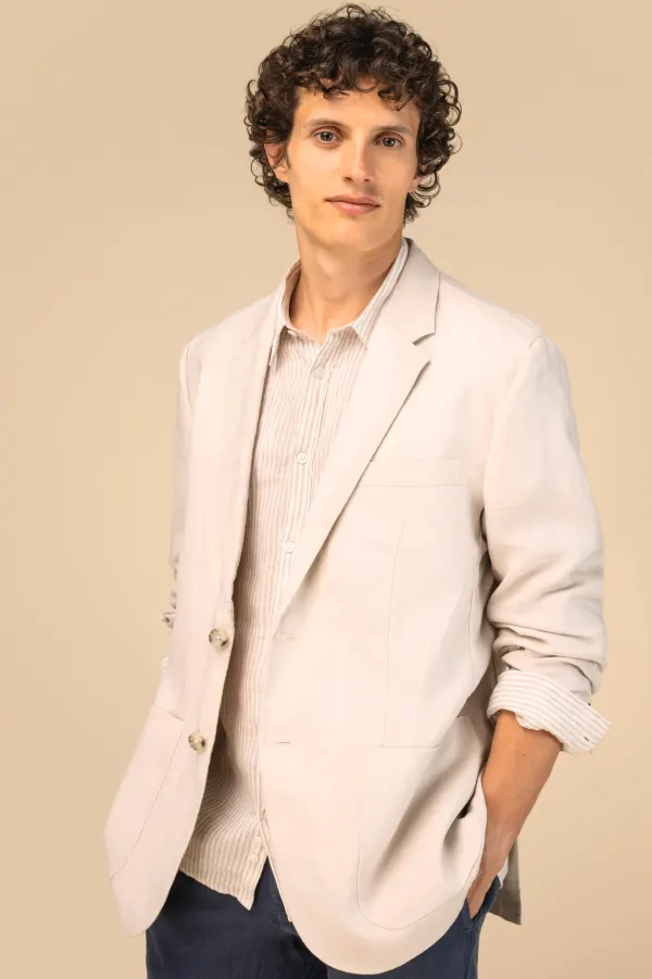 Blazer délavé en lin homme porté — vue 4
