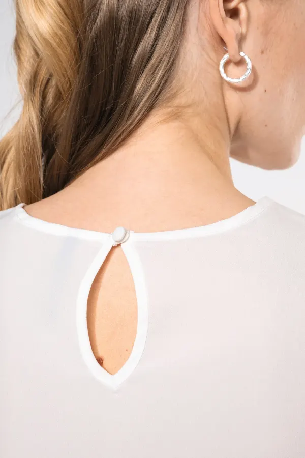 Blouse crêpe manches courtes femme porté — vue 4