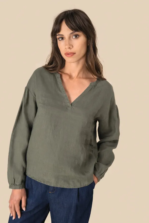 Blouse en lin femme porté — vue 1