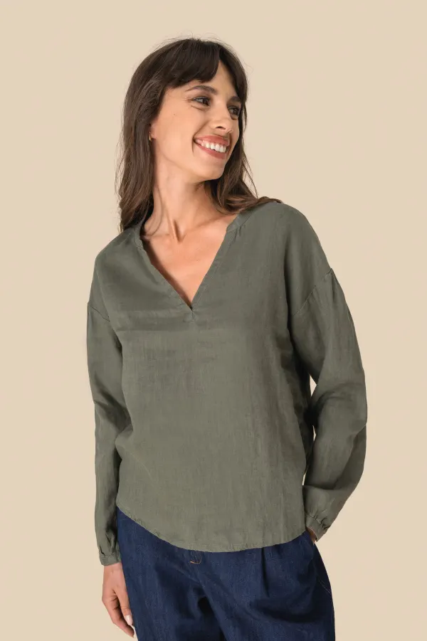 Blouse en lin femme porté — vue 2