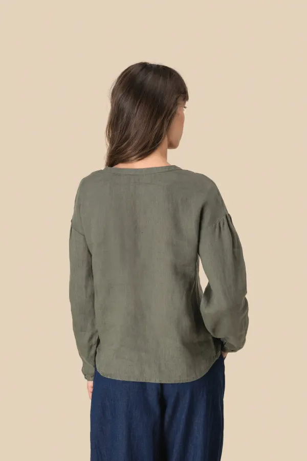 Blouse en lin femme porté — vue 4