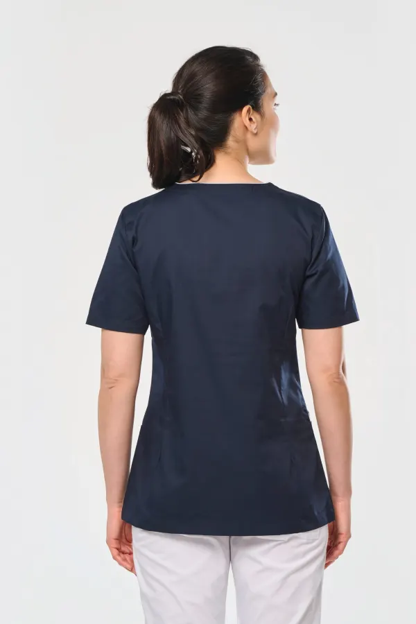 Blouse polycoton avec boutons-pression femme porté — vue 1