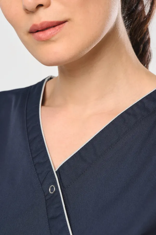 Blouse polycoton avec boutons-pression femme porté — vue 3