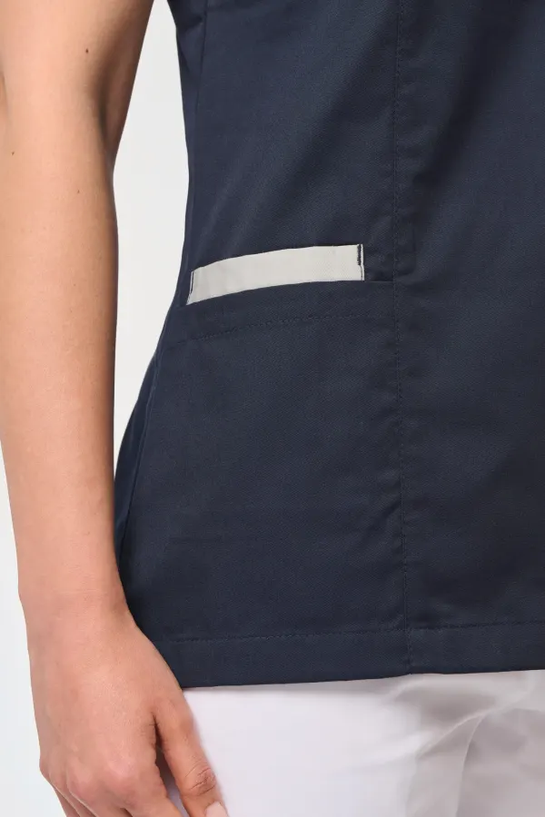 Blouse polycoton avec boutons-pression femme porté — vue 4