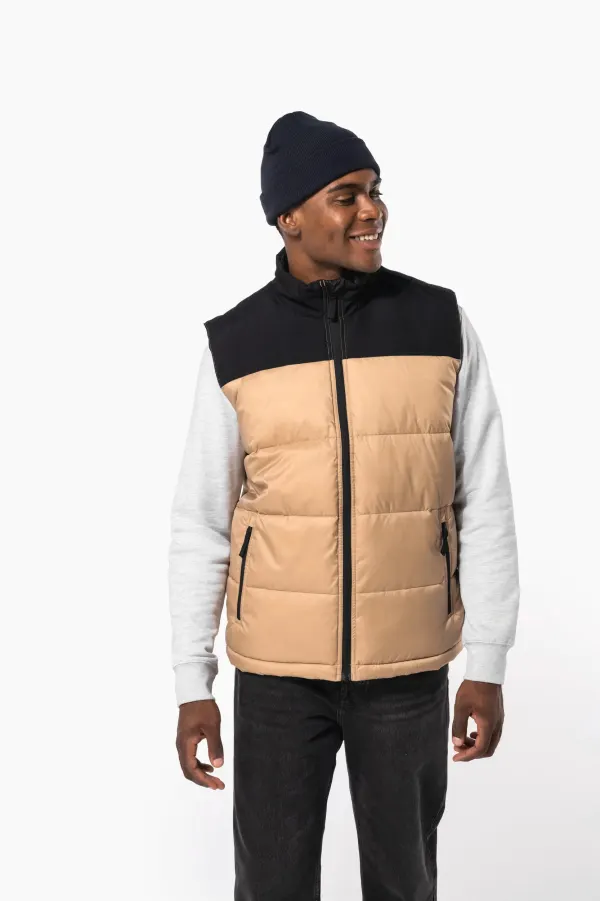 Bodywarmer matelassé bi-ton unisexe porté — vue 3