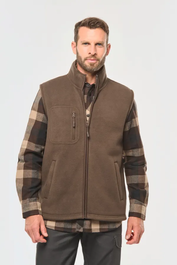 Bodywarmer polaire avec intérieur sherpa unisexe porté — vue 1