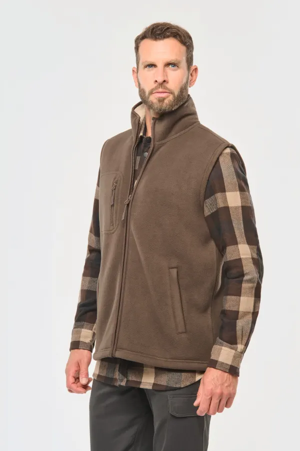 Bodywarmer polaire avec intérieur sherpa unisexe porté — vue 3