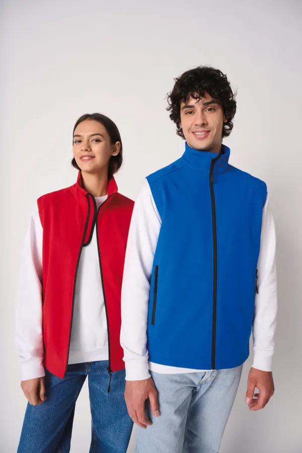 Bodywarmer softshell 2 couches unisexe porté — vue 1