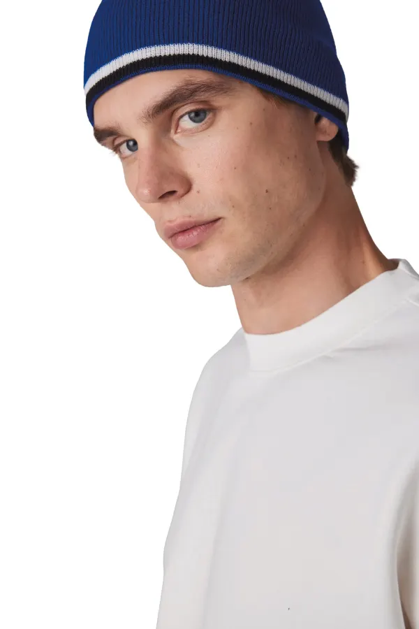 Bonnet bande bicolore contrastée porté — vue 1