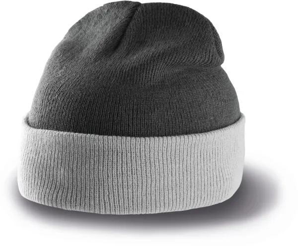 Bonnet bicolore avec revers porté — vue 3