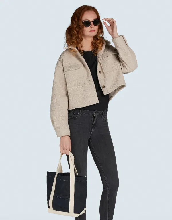 Canvas Denim Shopper porté — vue 1