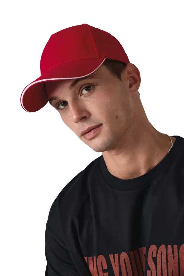 Casquette 5 panneaux avec sandwich - K-up Gold Label porté — vue 4