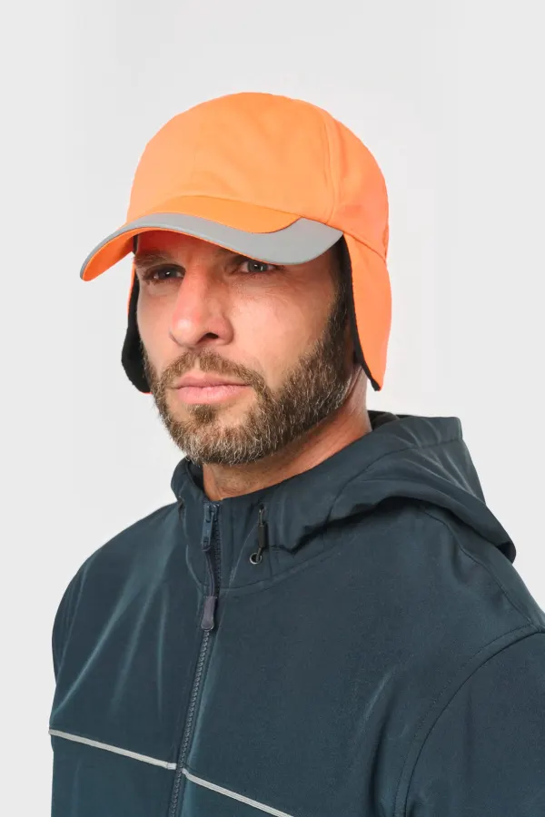 Casquette hiver fluorescente - 6 panneaux porté — vue 1