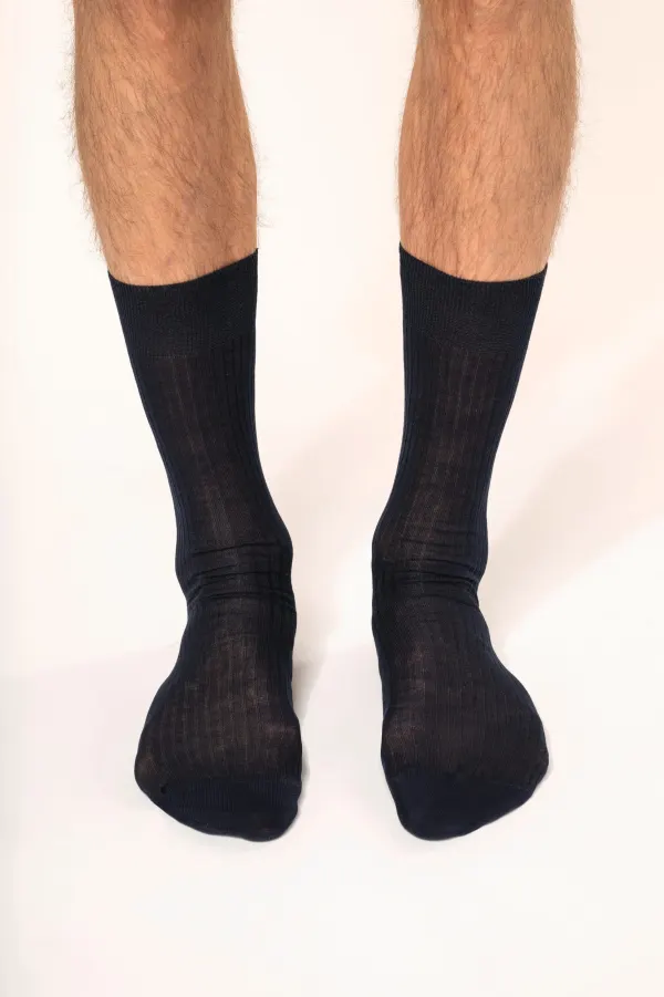 Chaussettes coton rib 4x2 fil d'Écosse homme porté — vue 1