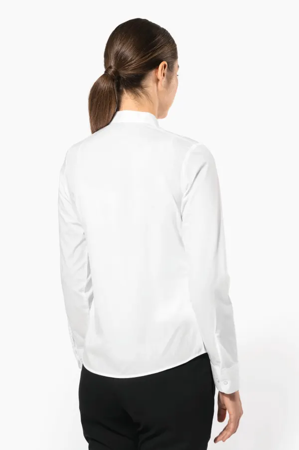 Chemise col mao manches longues femme porté — vue 1