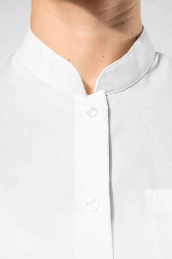 Chemise col mao manches longues femme porté — vue 2