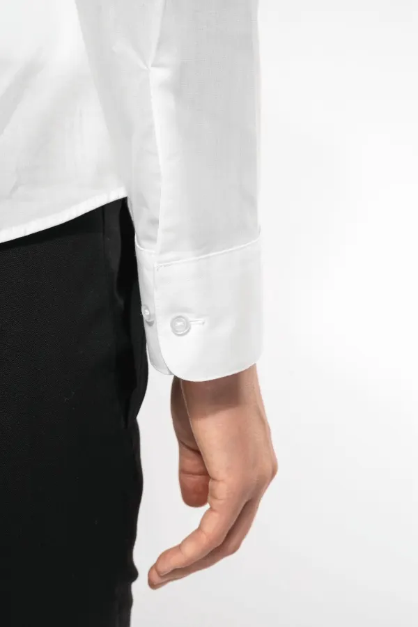 Chemise col mao manches longues femme porté — vue 4