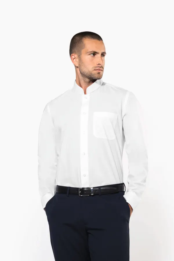Chemise col mao manches longues porté — vue 2