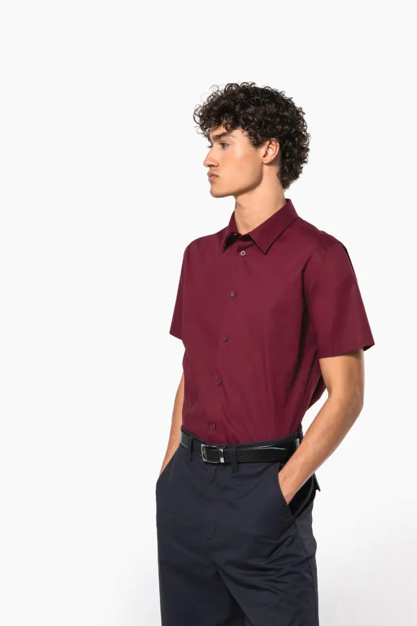 Chemise coton / élasthanne manches courtes porté — vue 2
