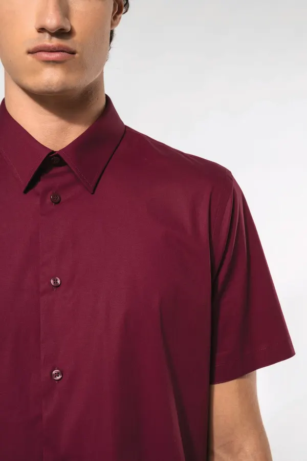 Chemise coton / élasthanne manches courtes porté — vue 3