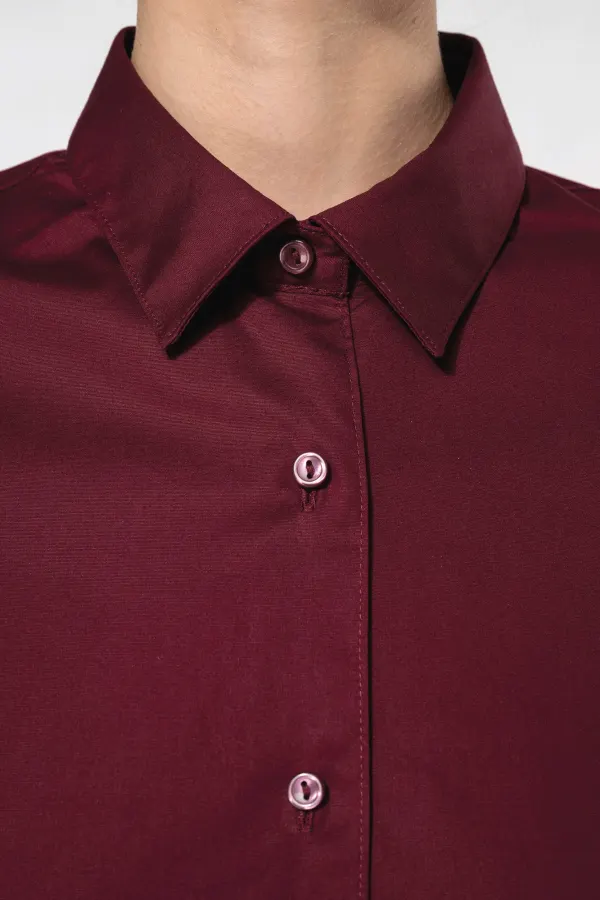 Chemise coton / élasthanne manches longues femme porté — vue 3