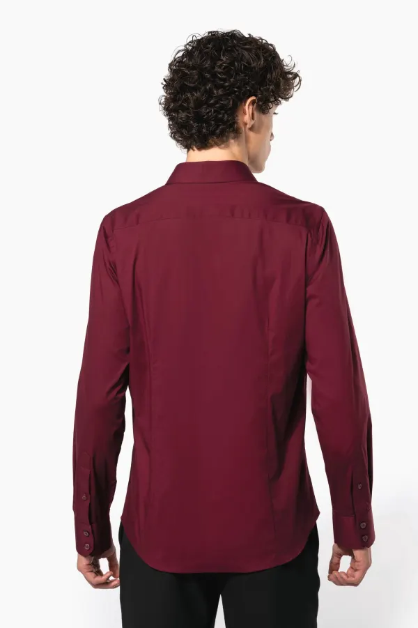Chemise coton / élasthanne manches longues homme porté — vue 1
