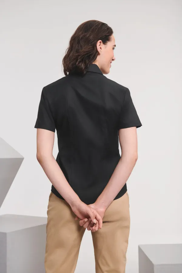 Chemise femme manches courtes Oxford porté — vue 1
