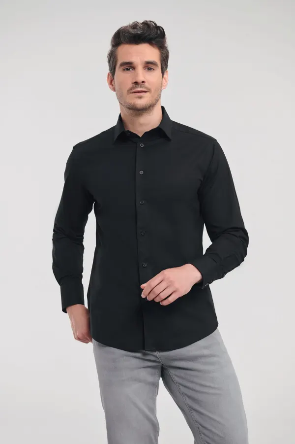 Chemise fittée homme manches longues porté — vue 1