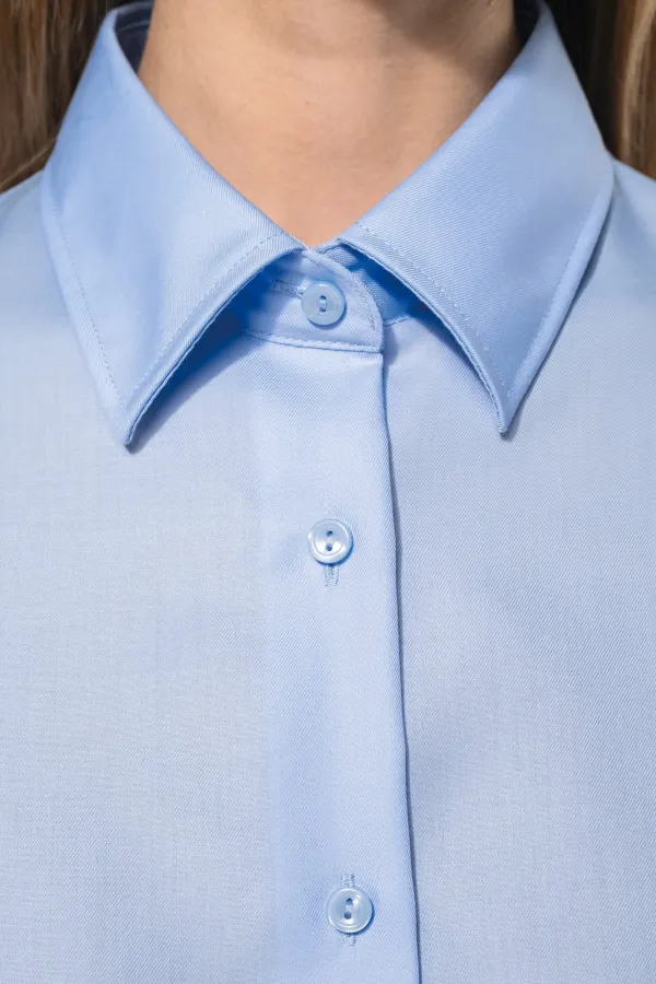 Chemise manches courtes sans repassage femme porté — vue 3