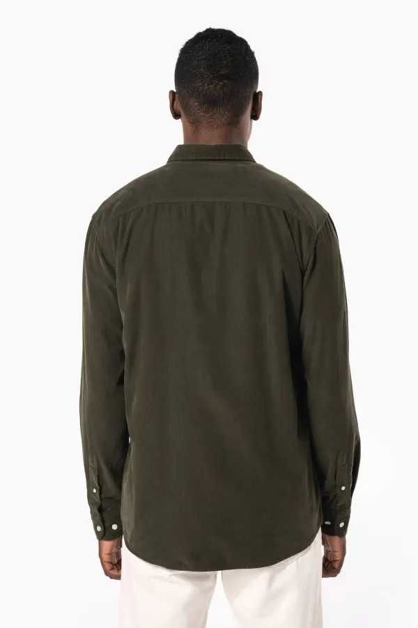 Chemise manches longues en velours homme porté — vue 1