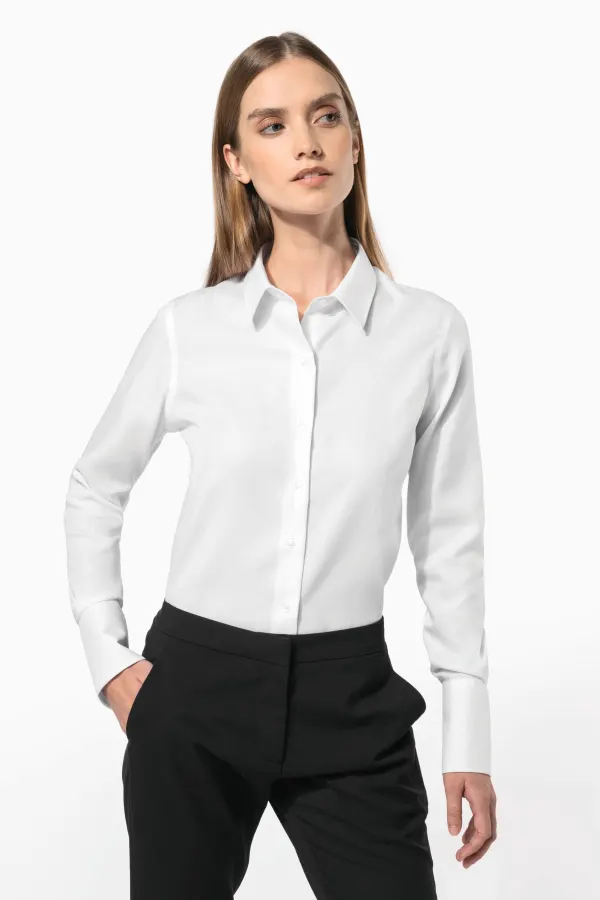 Chemise manches longues sans repassage femme porté — vue 4
