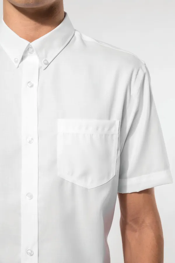 Chemise micro-sergé manches courtes sans repassage porté — vue 2