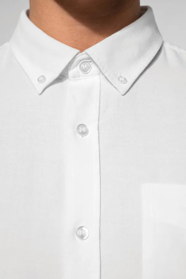 Chemise Oxford lavée manches longues porté — vue 2