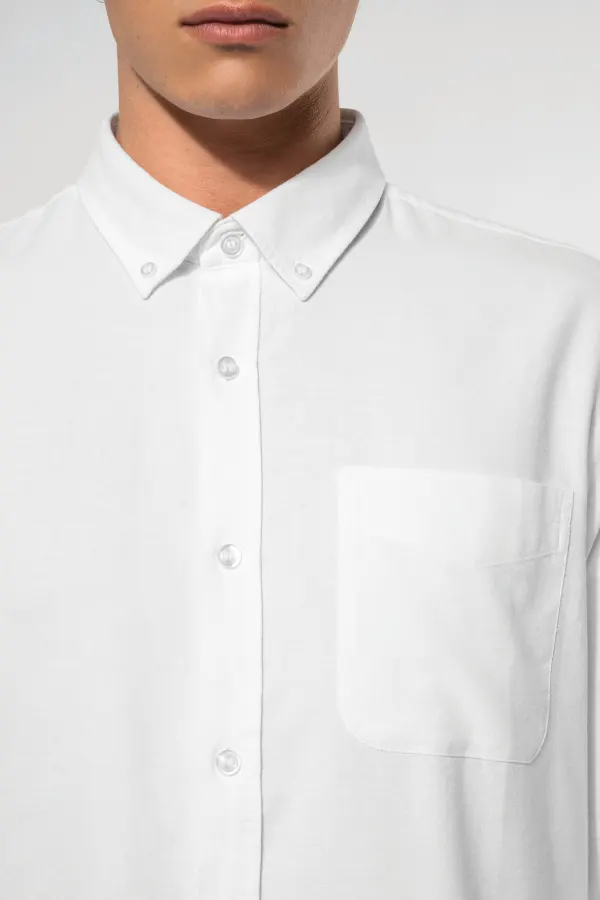 Chemise Oxford lavée manches longues porté — vue 3
