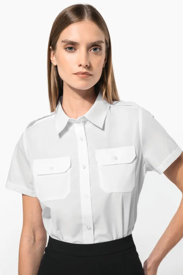 Chemise pilote manches courtes femme porté — vue 1