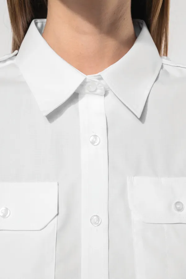 Chemise pilote manches courtes femme porté — vue 3