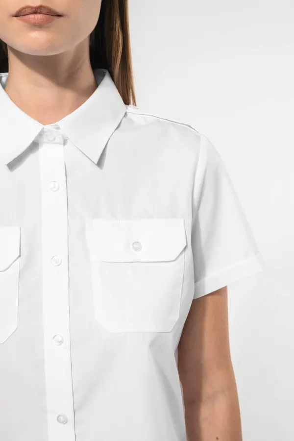 Chemise pilote manches courtes femme porté — vue 4