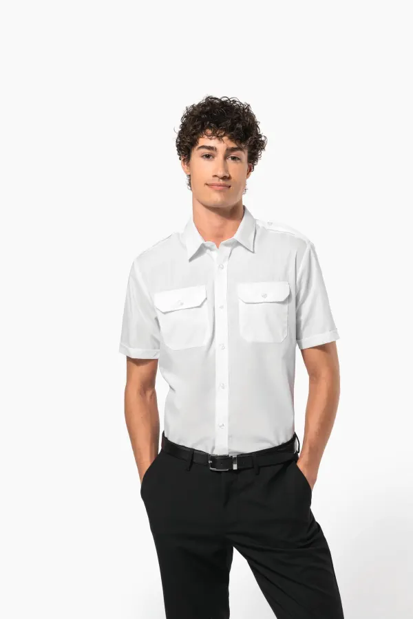 Chemise pilote manches courtes homme porté — vue 1