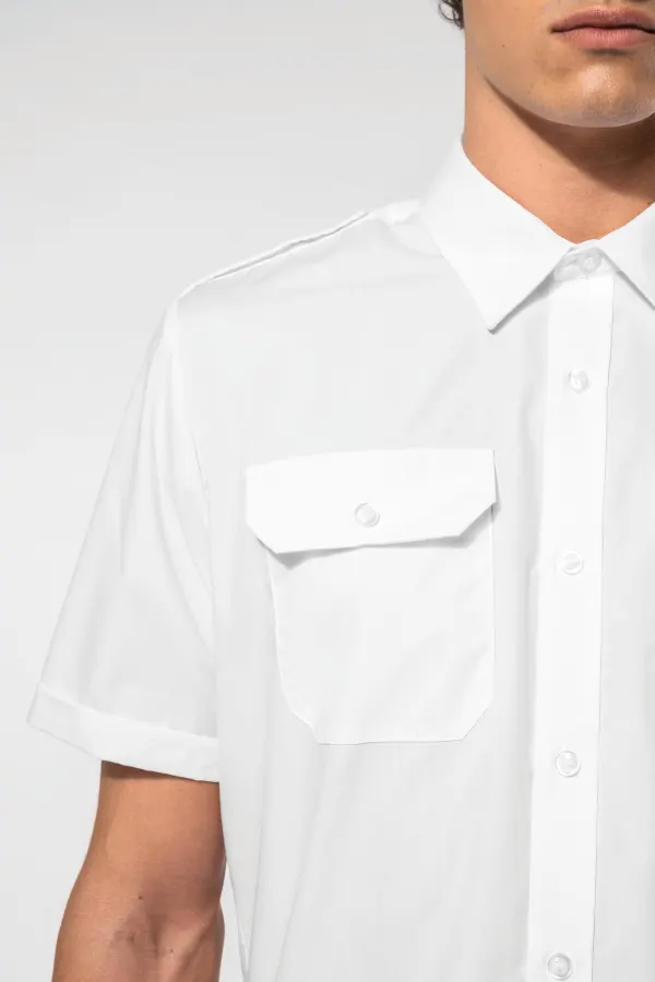 Chemise pilote manches courtes homme porté — vue 3