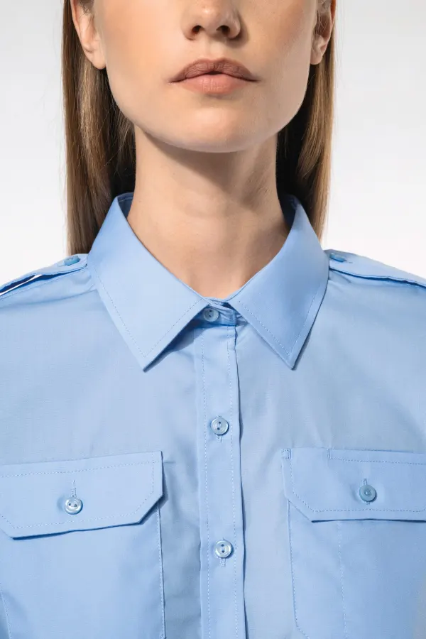Chemise pilote manches longues femme porté — vue 2