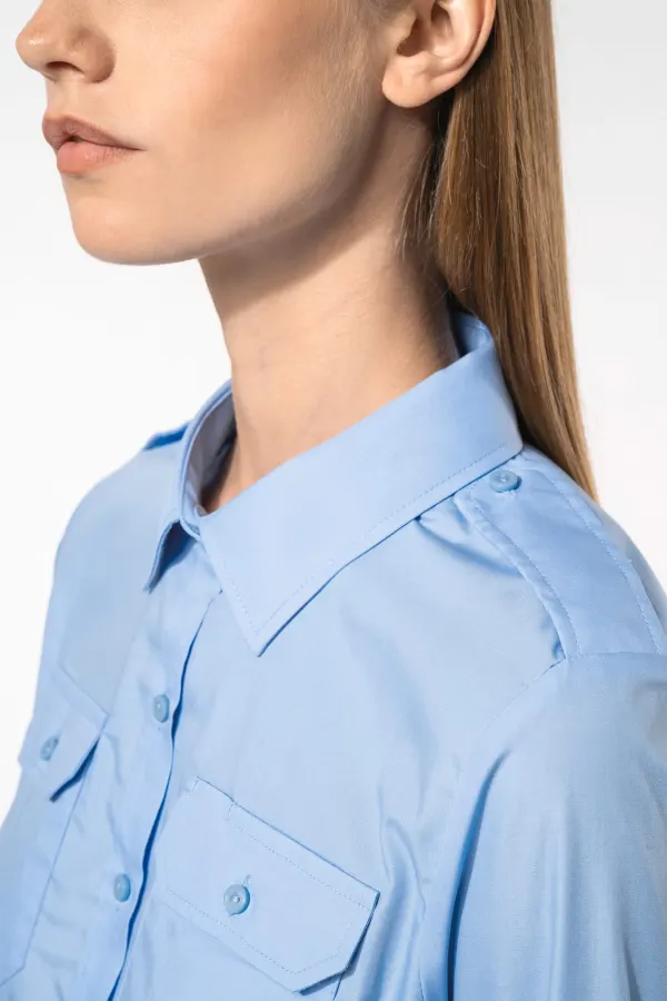 Chemise pilote manches longues femme porté — vue 4