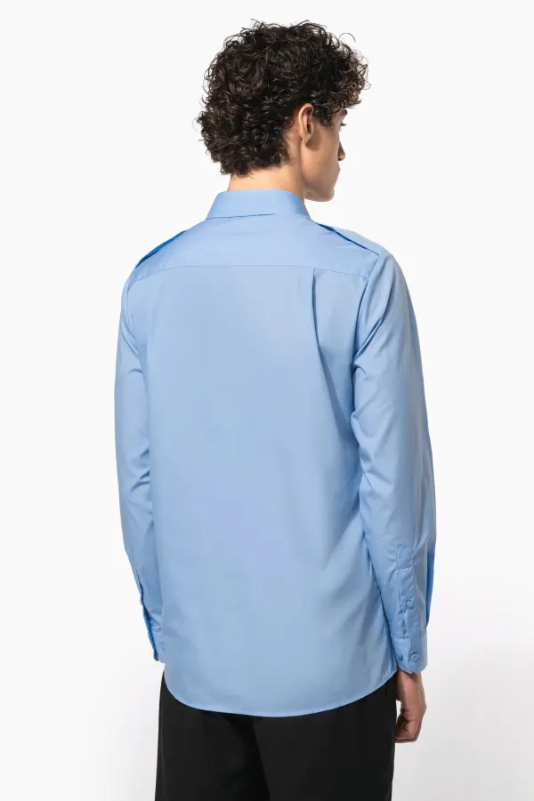Chemise pilote manches longues homme porté — vue 1