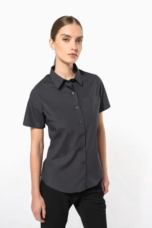 Chemise popeline manches courtes femme porté — vue 1