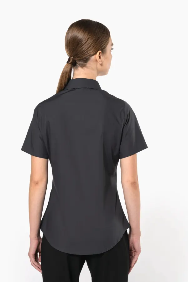 Chemise popeline manches courtes femme porté — vue 2