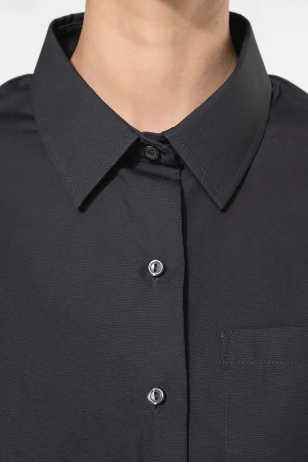 Chemise popeline manches courtes femme porté — vue 4