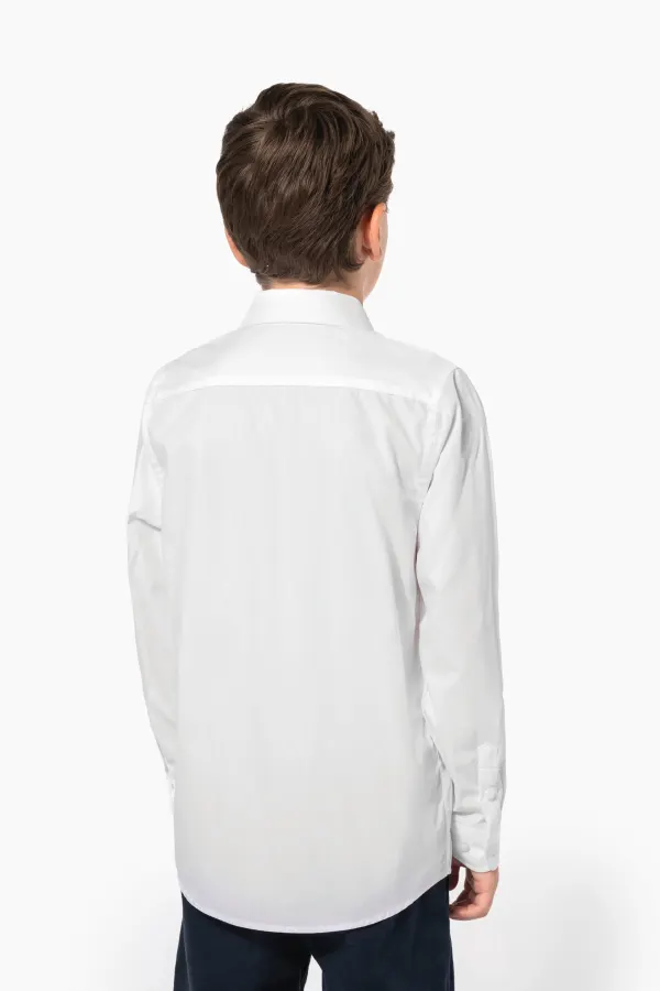 Chemise popeline manches longues enfant porté — vue 1