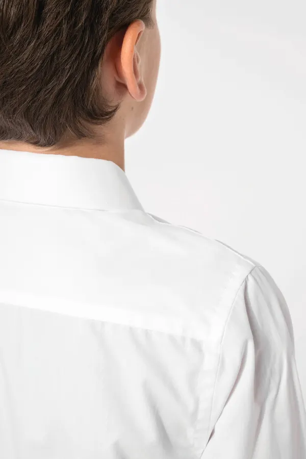Chemise popeline manches longues enfant porté — vue 4